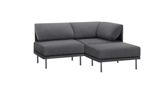 Range 3-Piece Open Sectional Lounger -Heather Charcoal