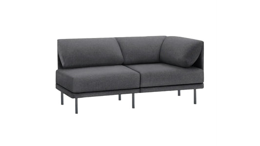 Range 2-Piece One Arm Sofa with Ottoman - Heather Charcoal