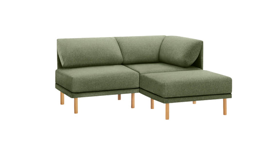 Range 3-Piece Open Sectional Lounger - Moss Green