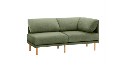 Range 2-Piece One Arm Sofa with Ottoman - Moss Green