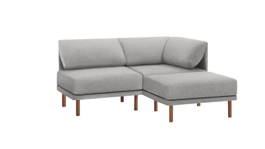 Field 2-Piece One Arm Sofa with Ottoman - Stone Gray