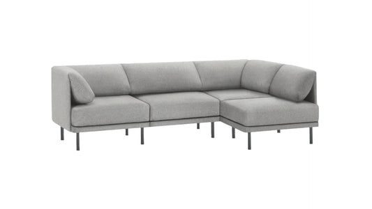 Range 4-Piece One Arm Sectional - Stone Gray