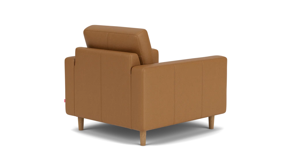 Oskar Plush Chair - Leather (Paloma-Bourbon)
